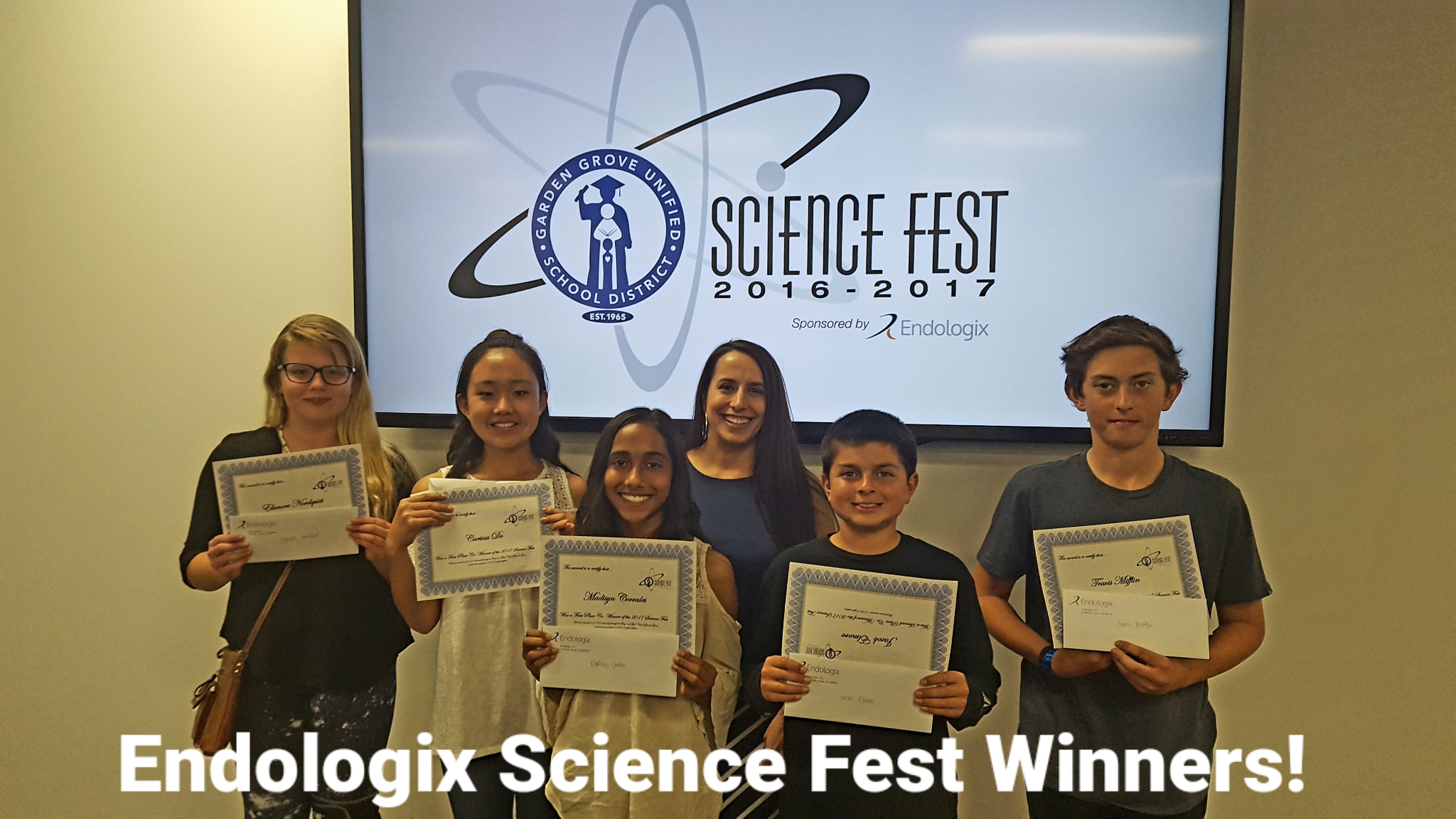 Let's take a second to congratulate our Endologix Science Fest Winners! Congratulations!